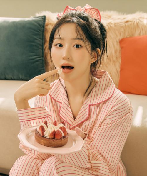 실크핏 러브썸 긴팔 커플 잠옷 세트