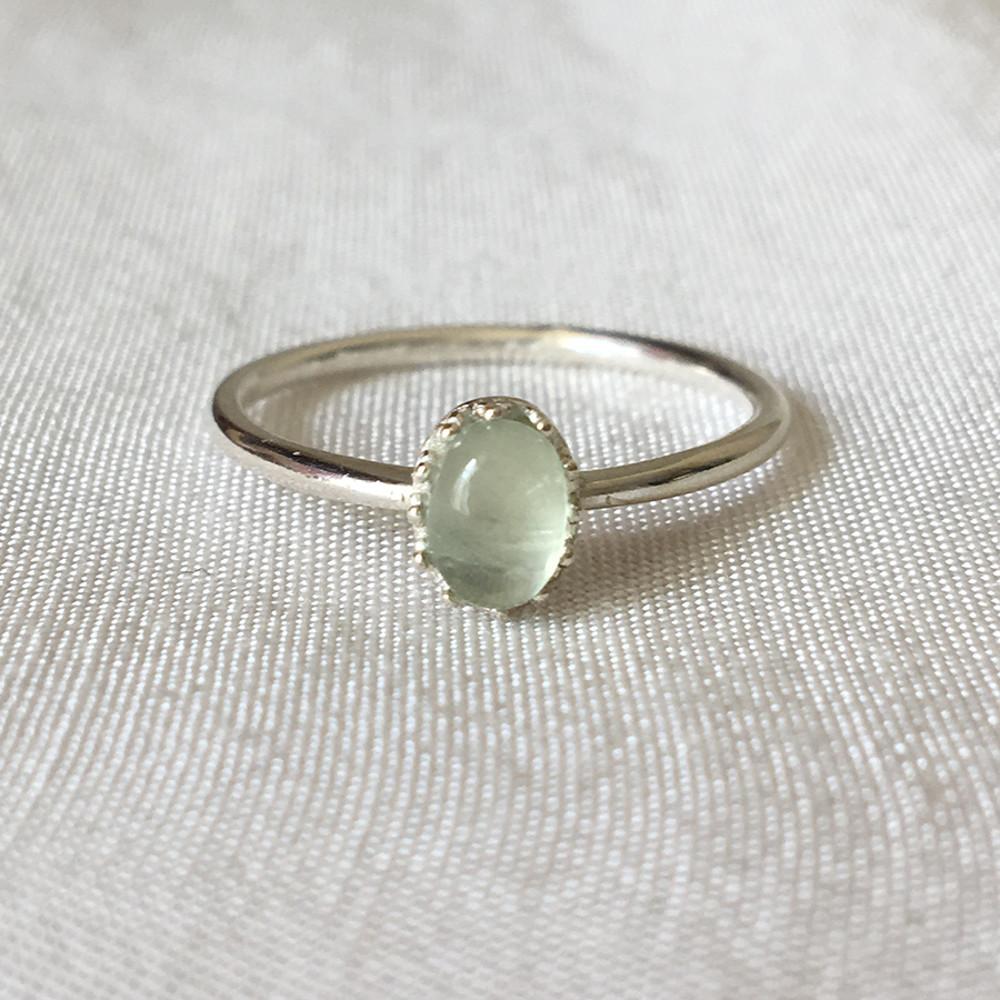 실버925 프레나이트 원석 반지/포도석/탄생석 실버링