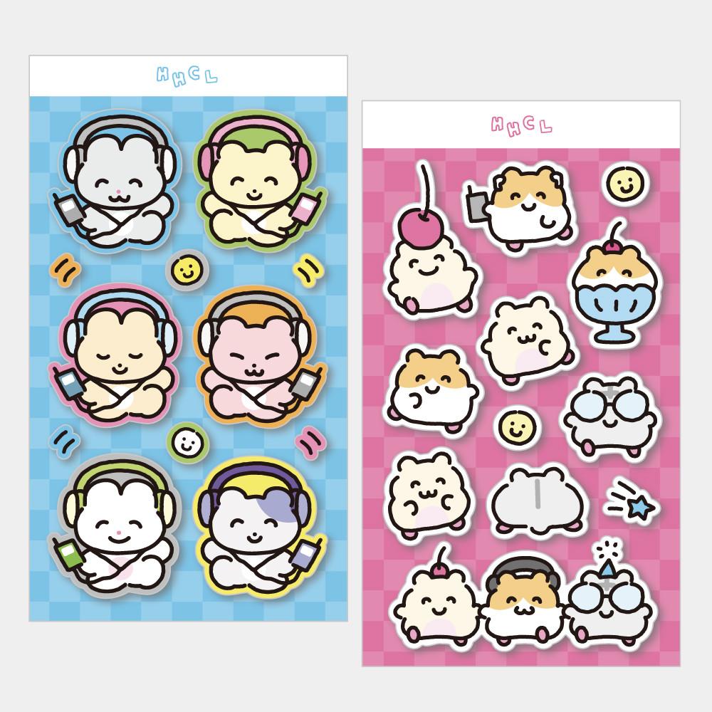 PVC 스티커 (헤드셋, 햄스터)