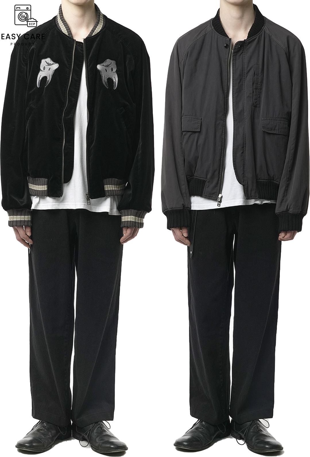 BLACK/GREY TYPINGMISTAKE X YEARSAGO REVERSIBLE SOUVENIR JACKET (ECP GARMENT PROCESS)