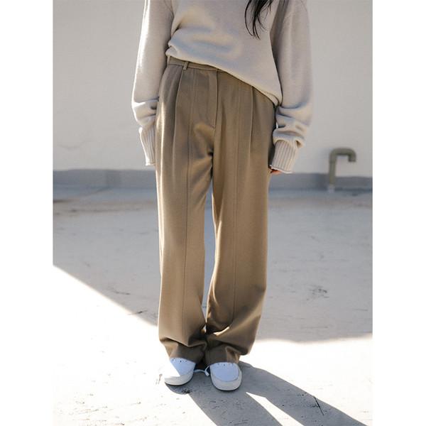 Wool Straight Pants / Sand