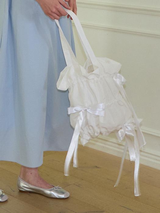 Ribbon Shirring Bag_ White
