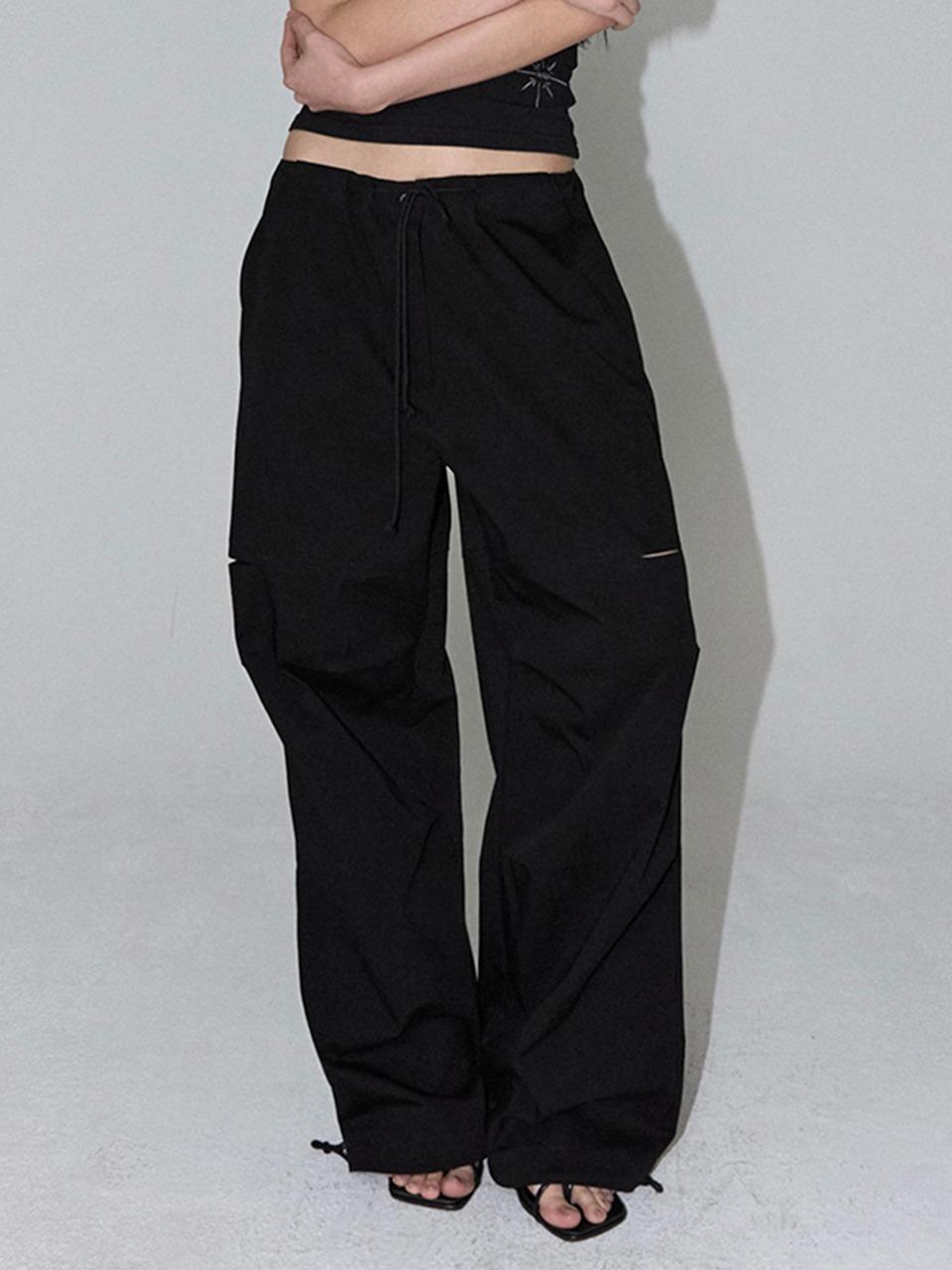[3rd Reorder] Organic Slit String Pants (black)