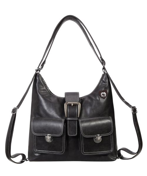 베티붑 포켓 스티치 레더 숄더백_블랙