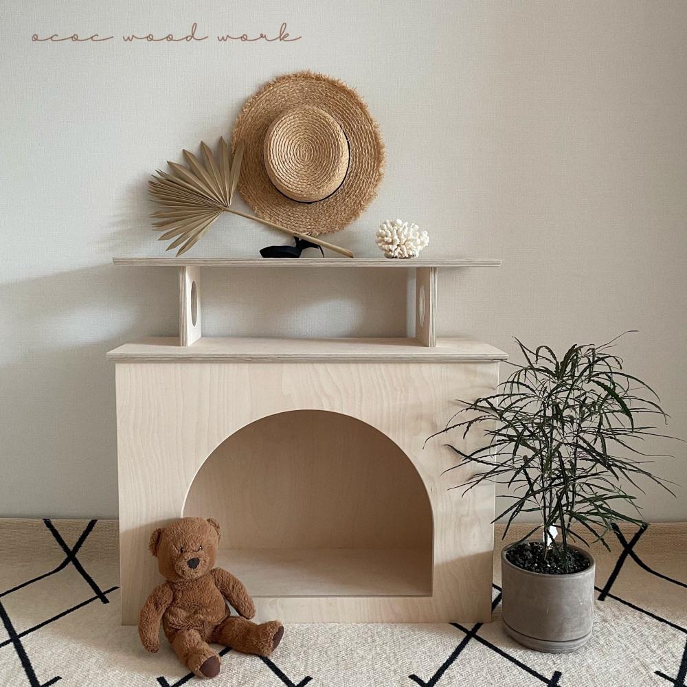 오크오크 우드벽난로 콘솔 자작 장식장 원목 인테리어 복도가구 파티 아기방 촬영용 감성소품