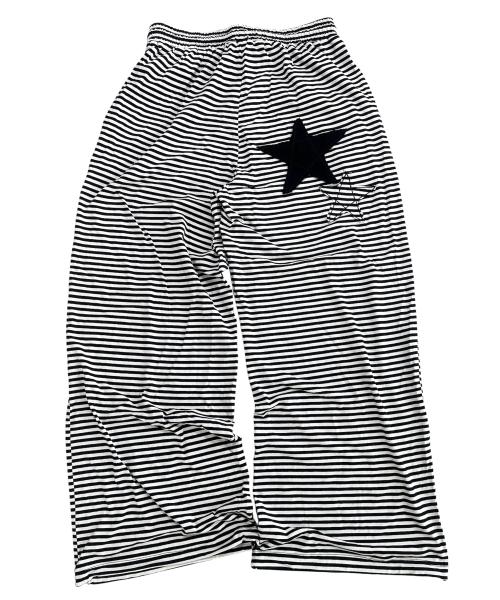 Stars Stripe Sweat Wide Pants ((ivory*black))