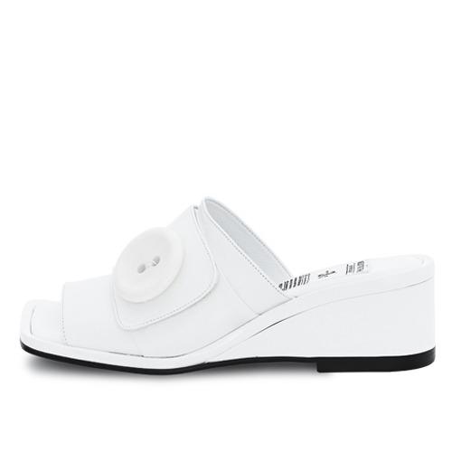 Open Toe Wedge Heel Slippers  “WHITE COMBO”