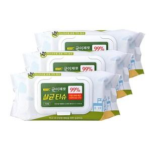 균이제로 살균 소독 티슈, 75매, 7팩