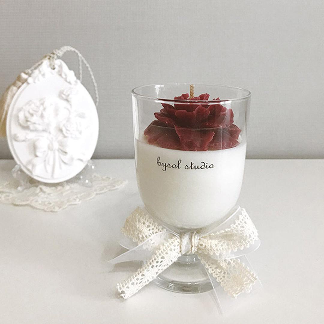 플라워캔들 카네이션 캔들 어버이날 스승의날 감사선물  가정의달 와인잔캔들