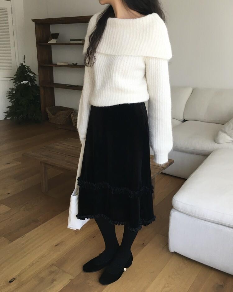 오트앤드 [made] 미드나잇 벨벳 스커트