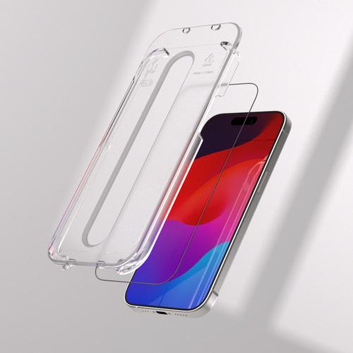 주파집 아이폰15/14프로 원터치 풀커버 강화유리 액정보호필름