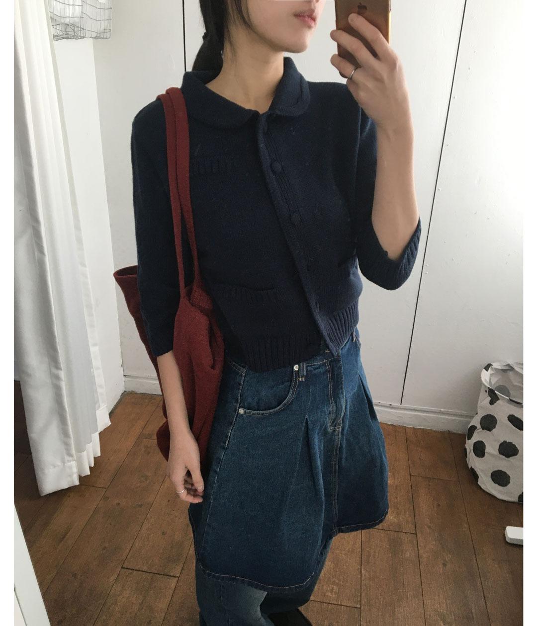 round collar crop cardigan (2c)