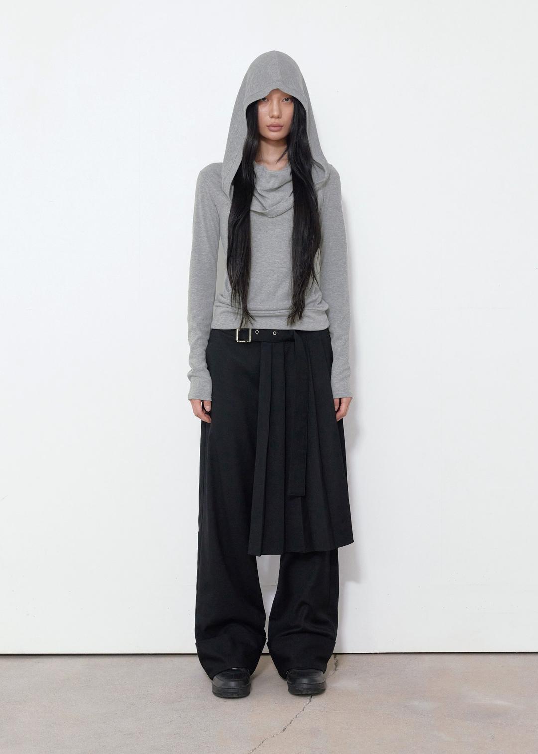 SOFT COWL HOOD T, MELANGE GRAY