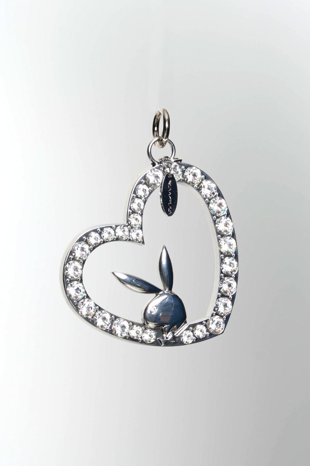 Crystal Bunny Heart Charm - SILVER / onesize