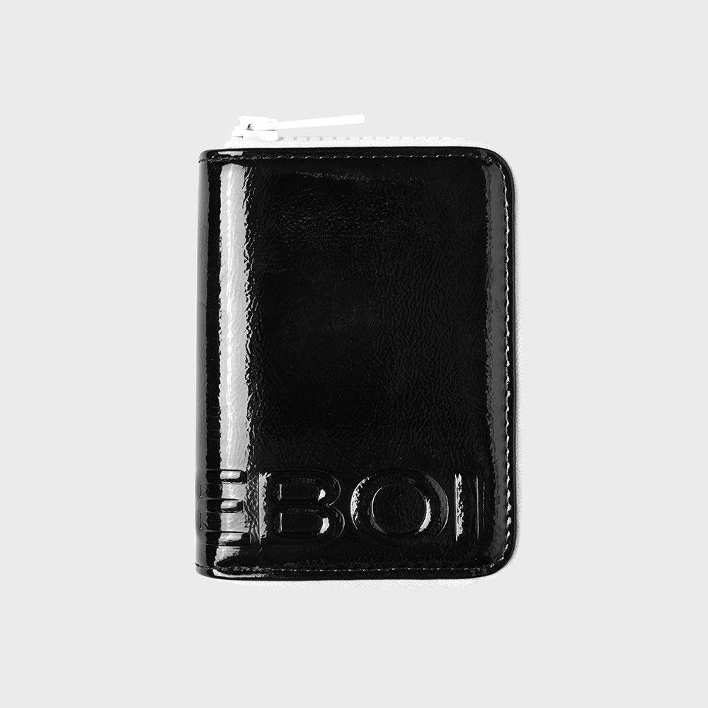 enamel zip card holder - black