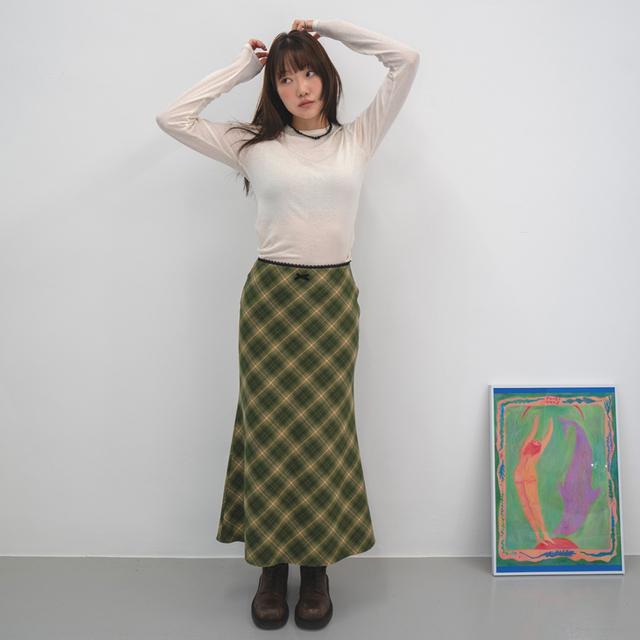 HBT Grace Check Skirt (GREEN)(12/16일 배송)