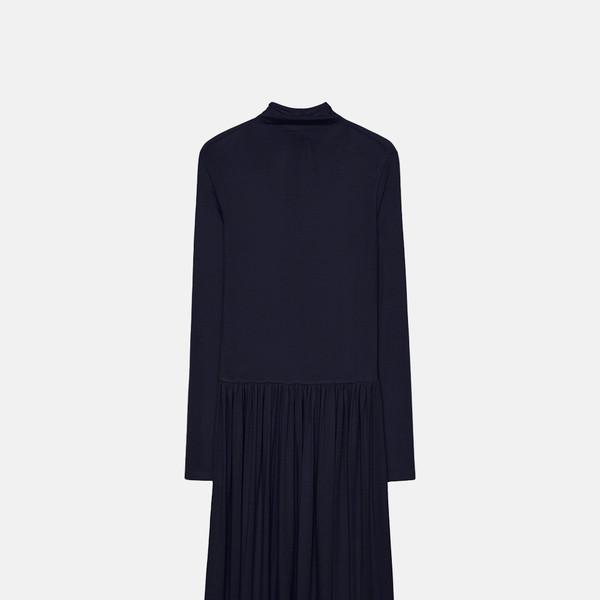 Scarf Neck Shirring Dress (navy)
