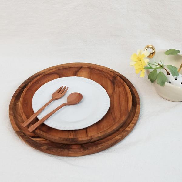 티크 우드 트레이 (원형/ 사이즈 2종)