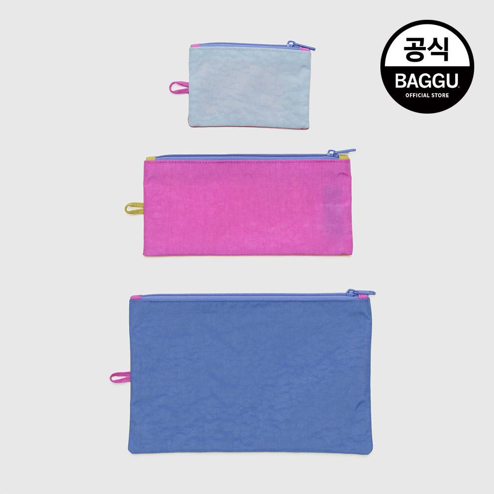 BAGGU 바쿠 플랫 파우치 3SET 베케이션 컬러블락