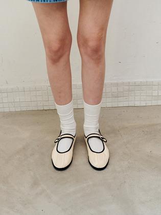 MARY JANE PASJ MOIRE CREAM+BLACK