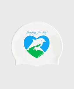 Dolphin Heart Swim Cap - White