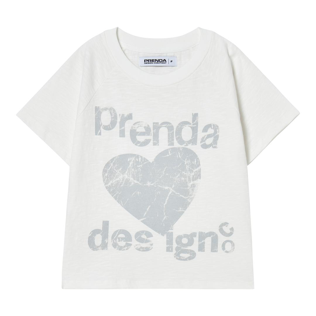 PRENDA DESIGN CO HEART CRACK TEE WHITE