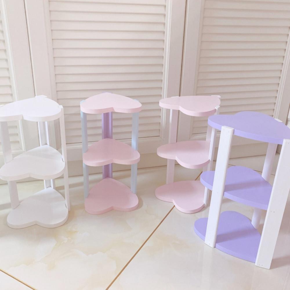 파스텔 하트 3단 미니 선반 귀여운 책상 책꽂이