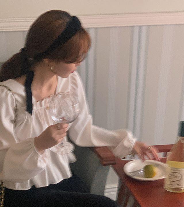 (4color)런웨이 스퀘어 셔링 밴딩 프릴 겨울 블라우스_프렌치오브