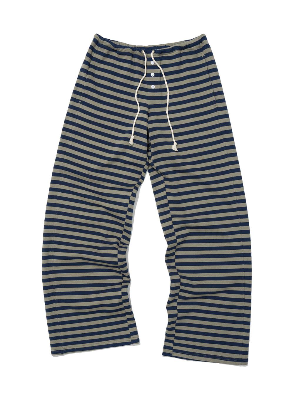[WOMEN] PWC BUTTON WIDE LEG JERSEY PANTS_NAVY STRIPE