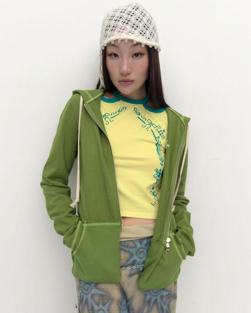 Dotori zip-up hoodie Green