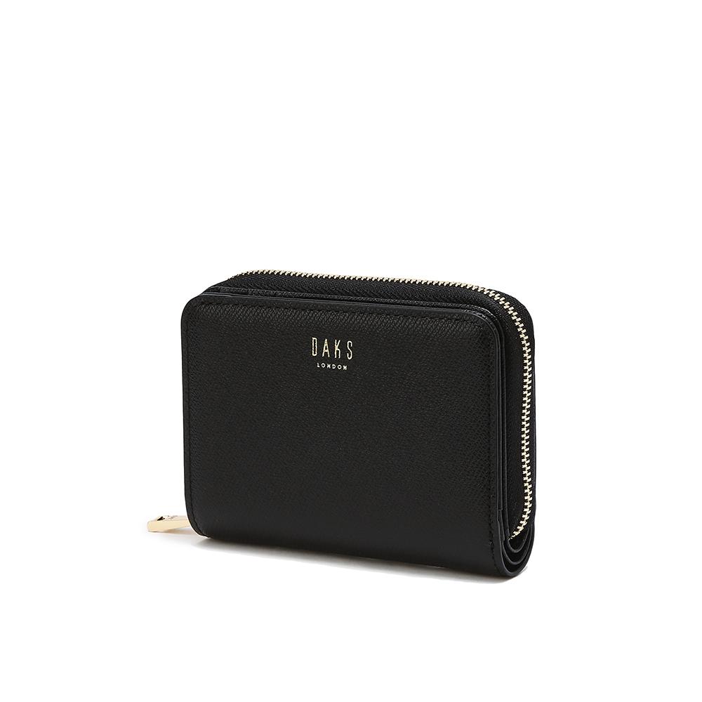 [DAKS LONDON]블랙 가죽 골드로고 지퍼돌이 반지갑 DCWA4F957BK