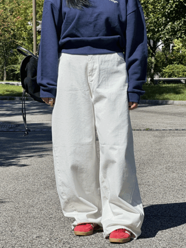 앙빼더데이 [주문폭주!] 1490 데일리 벌룬 와이드 절개 데님 팬츠[2color/S-3XL]