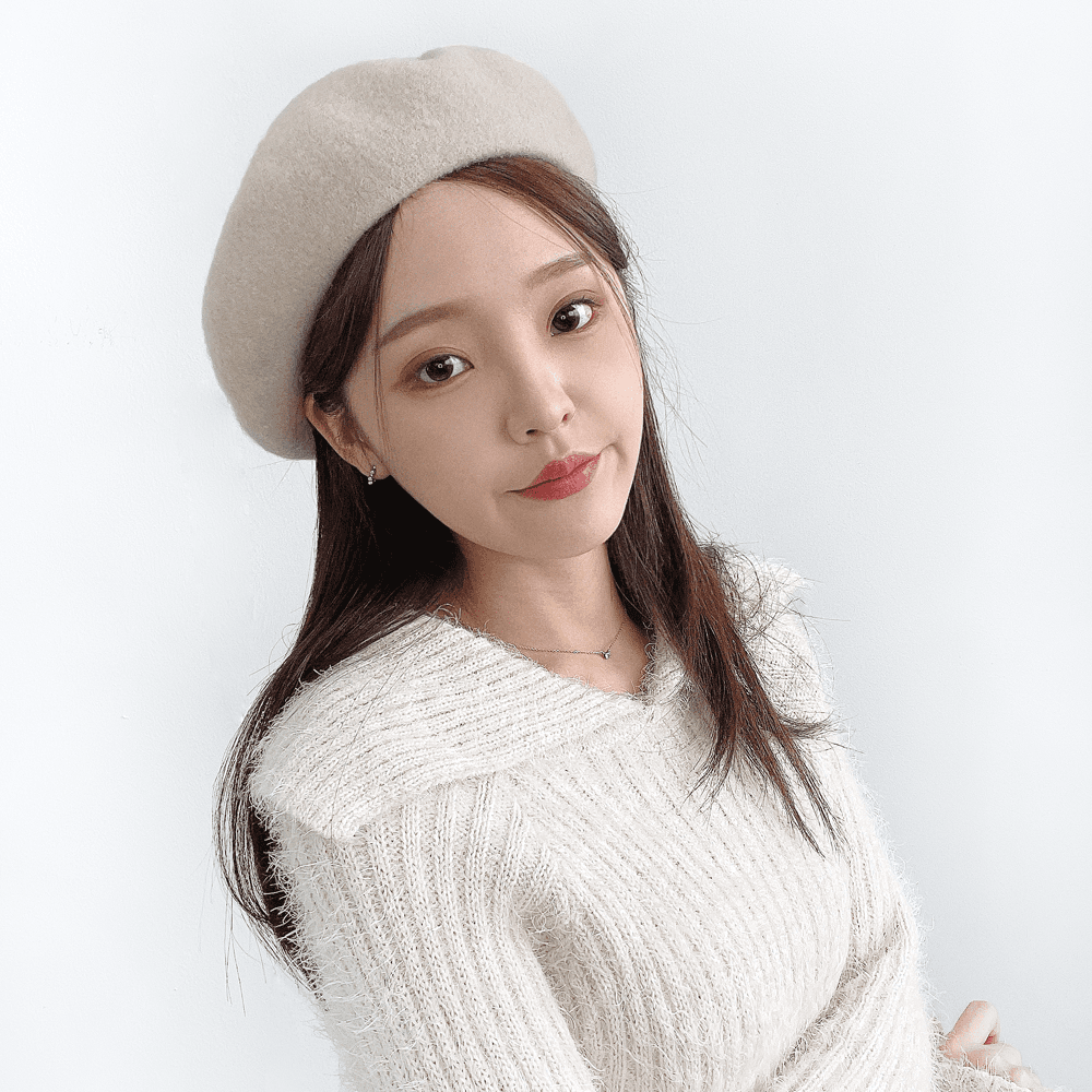[자체제작/당일출고] 기획 프라하 무지 울 꼭지 여성 베레모