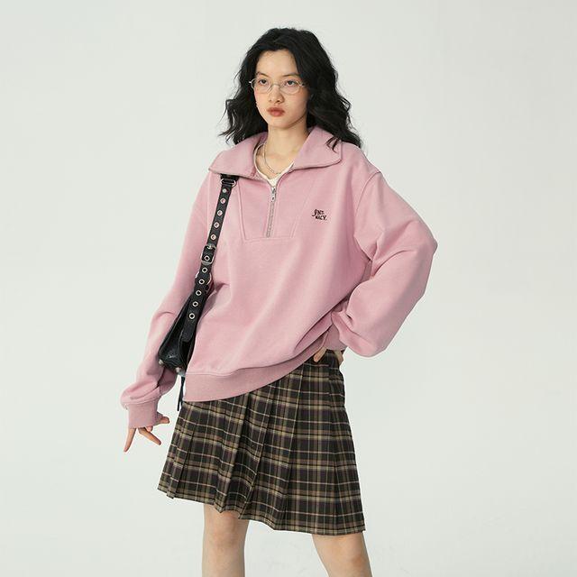 OMONT 오버핏 스웨트 하프집업 (4 컬러)