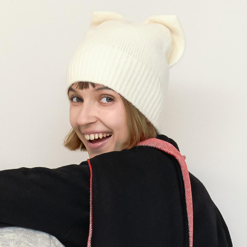 RIBBON CAT BEANIE IVORY