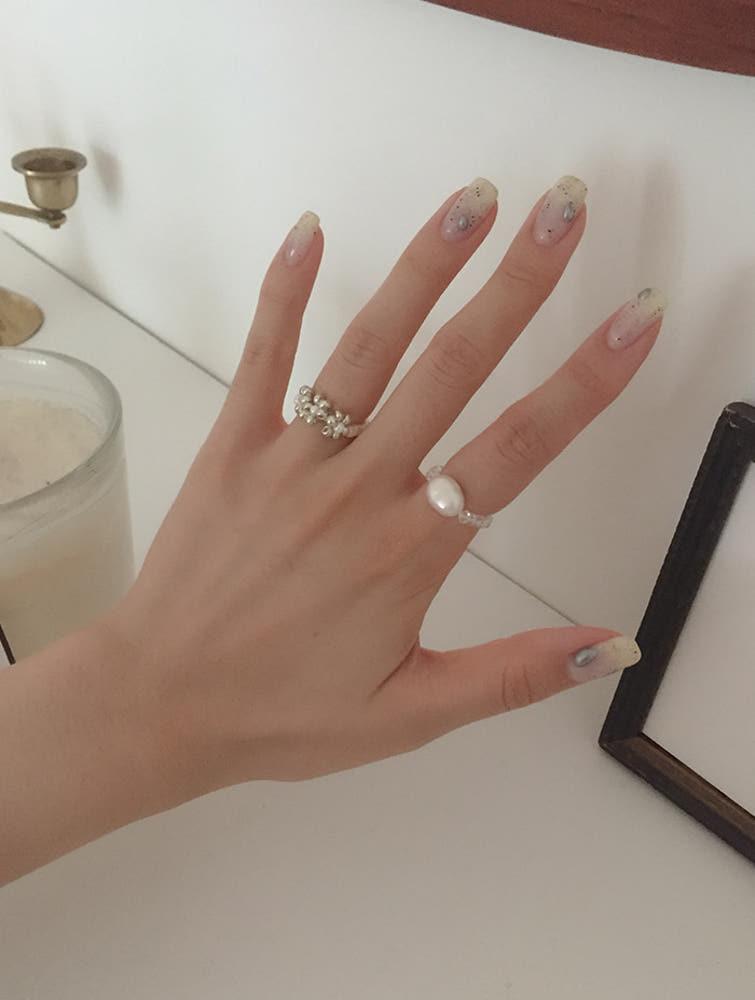 (모앳/반지) duet pearl beads ring 담수 진주 프리사이즈 링 비즈 반지