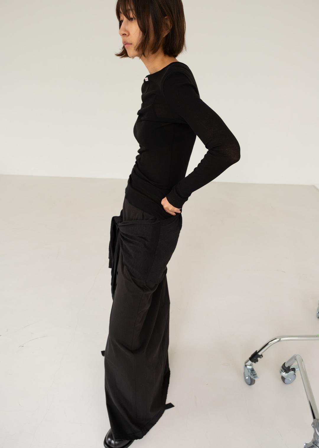 RIBBED JERSEY TOP BLACK