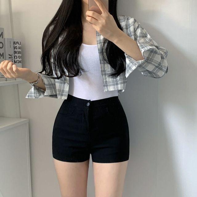 [ 가격실화? / 스판퀄미쳤어요! ] 고탄력 스판 기본 블랙 숏팬츠 2size