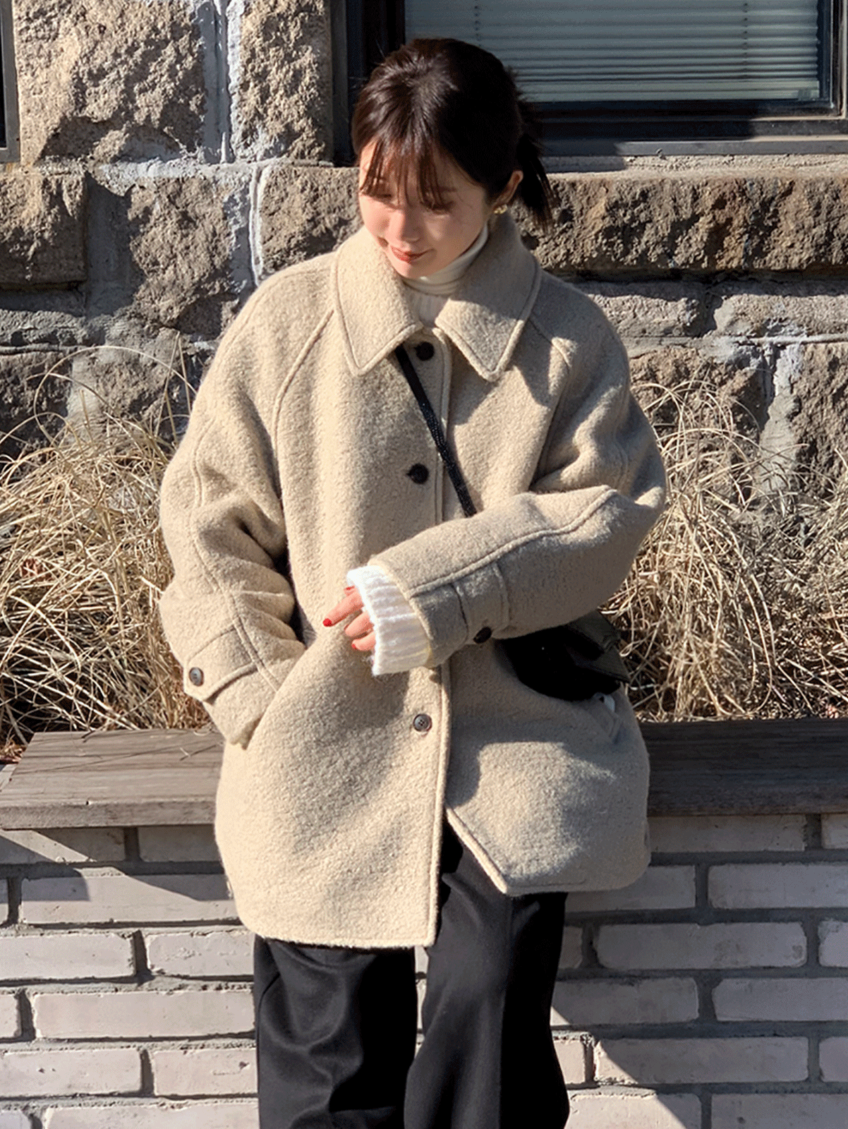 warm boucle half coat (2colors) 울70, 퀄리티굿!