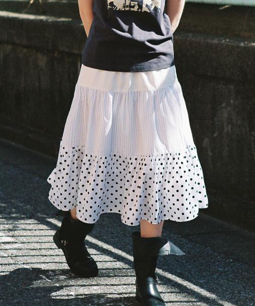 버터플라이 셔링 스커트(멀티화이트)