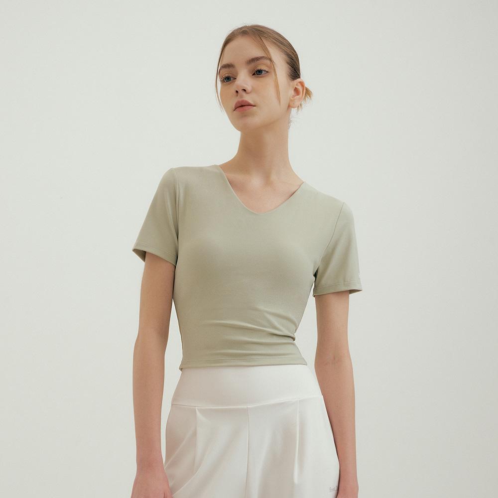 릴리 하프슬리브 크롭탑