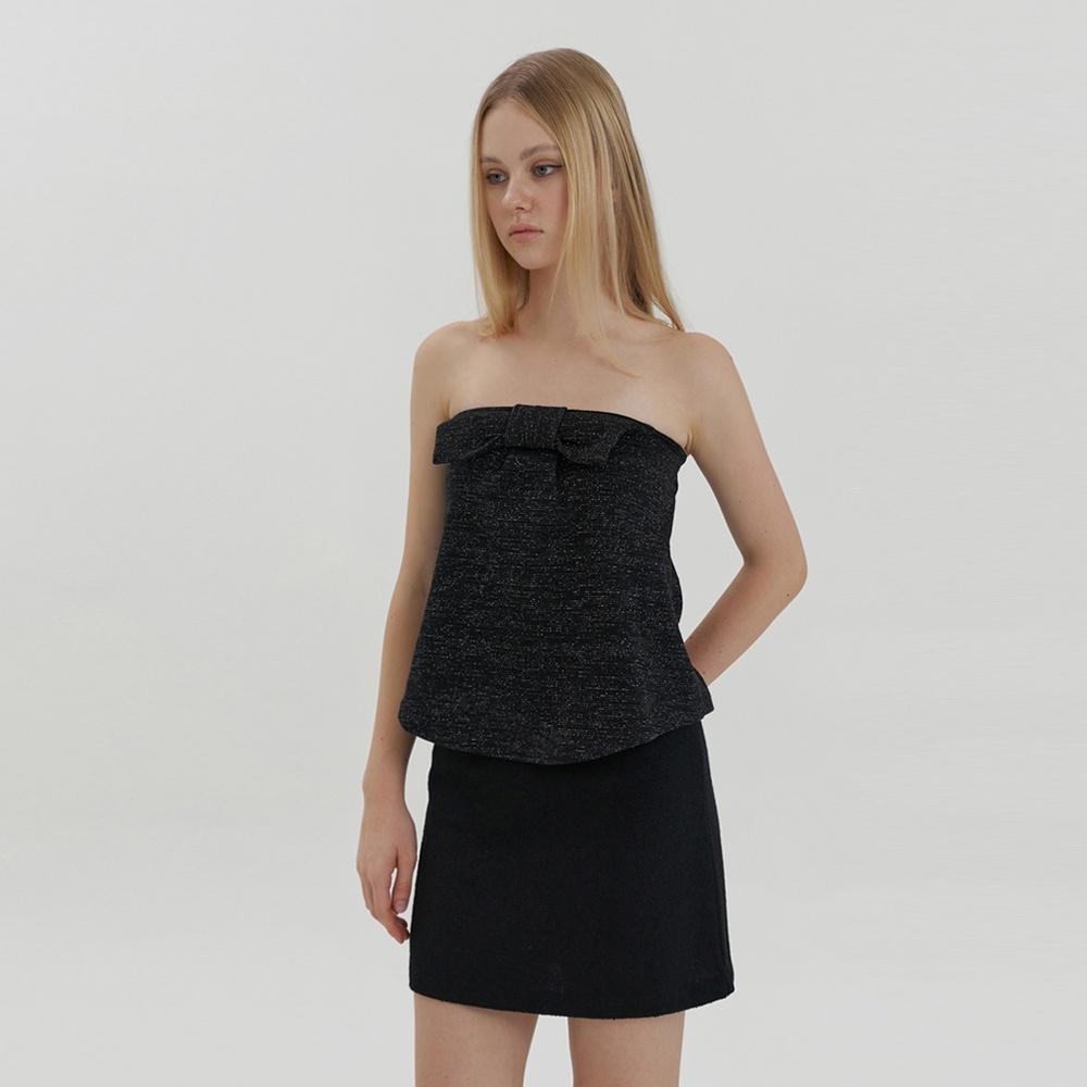 sweety ribbon tube top - black