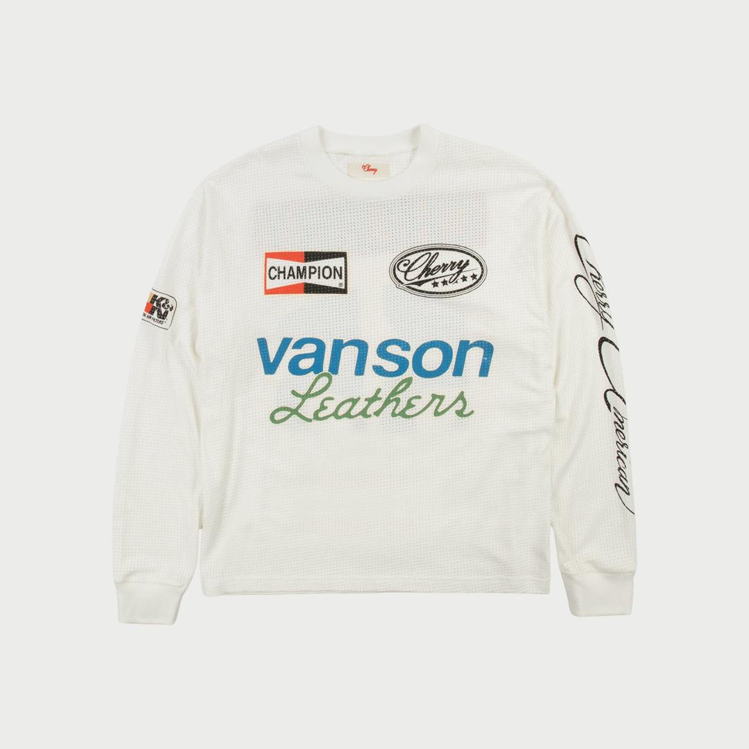 Cotton Mesh Moto Jersey (White) - XS