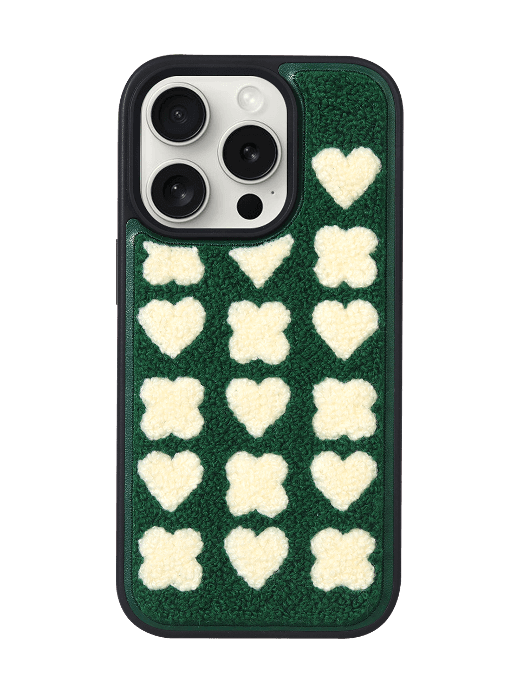 아이폰 뉴 부클 패턴 케이스-하트/네잎클로버