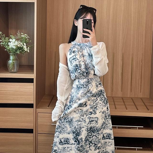 체리미 [자체제작/당일출고✨] 플라주 홀터넥 플레어 나시 롱 원피스