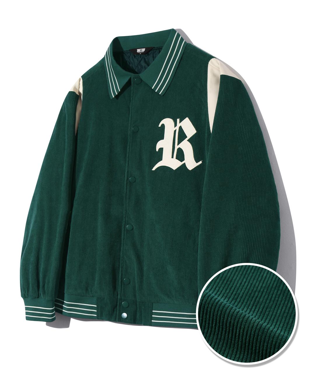 코듀로이 바시티 로고 카라 자켓 (GREEN)