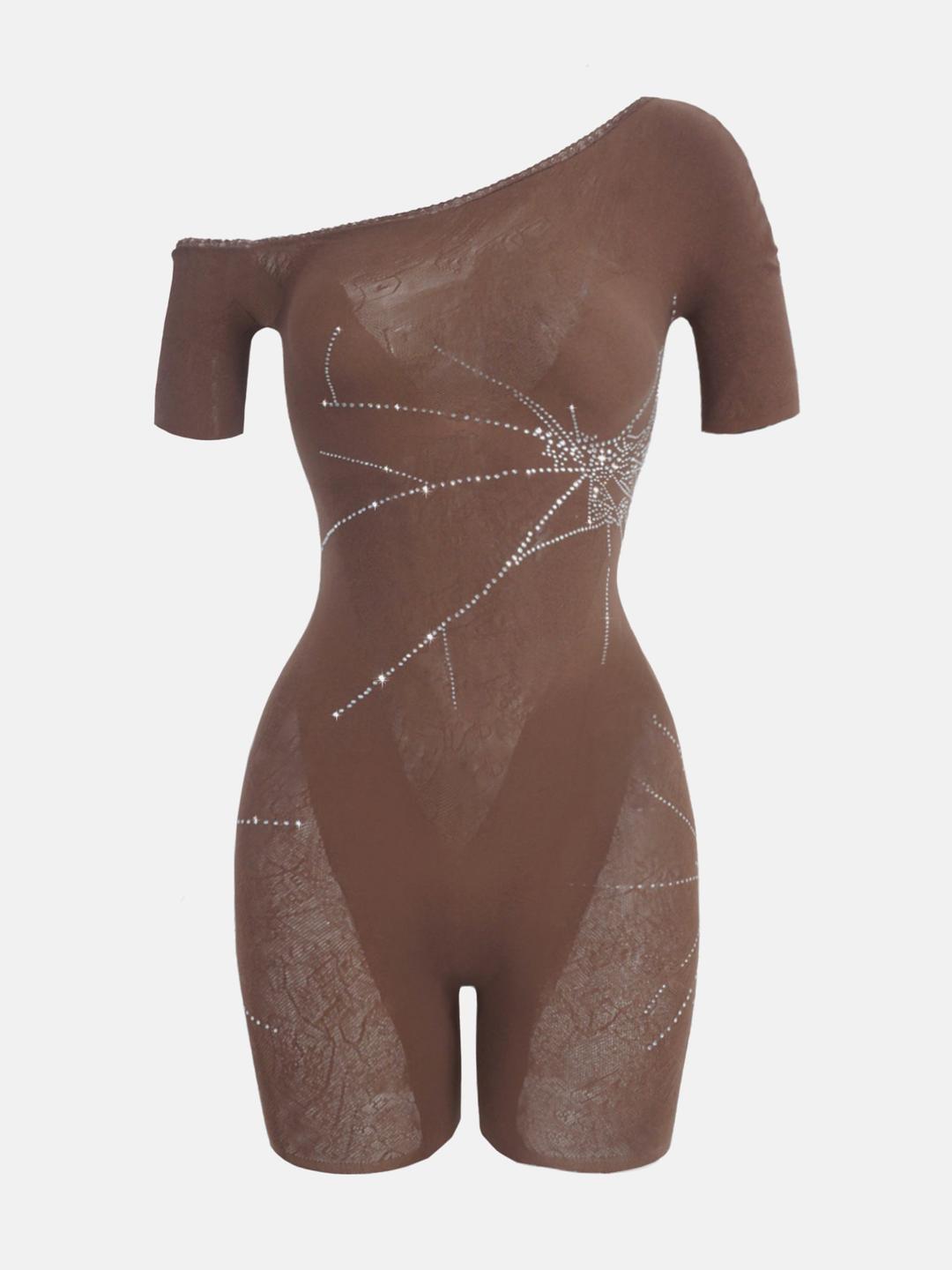 Vandervoort Playsuit Rhinestone in Old Money Brown