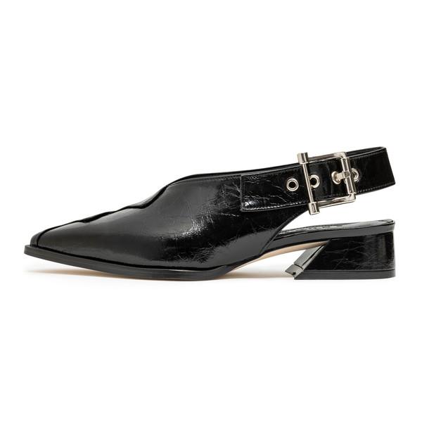Belted slingback - black