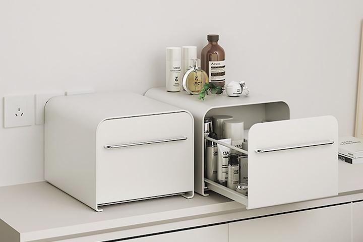 화이트 철제 슬라이딩 서랍 수납함 펜트리 보관 정리함