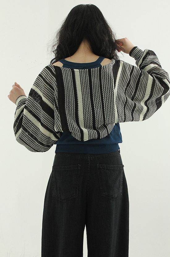 mixed stripe knit bolero